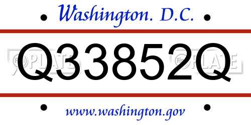 Q33852Q District Of Columbia License Plate