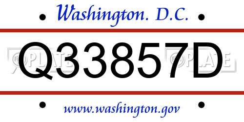 Q33857D District Of Columbia License Plate