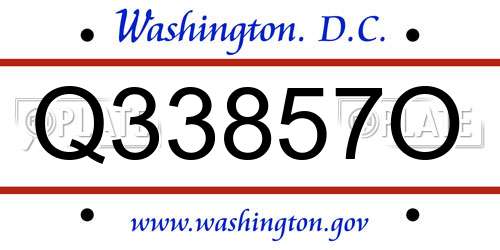 Q33857O District Of Columbia License Plate