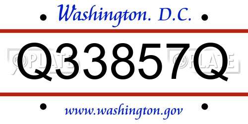 Q33857Q District Of Columbia License Plate