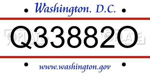 Q33882O District Of Columbia License Plate