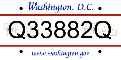 Q33882Q District Of Columbia License Plate