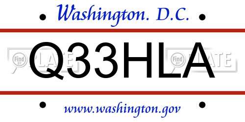 Q33HLA District Of Columbia License Plate