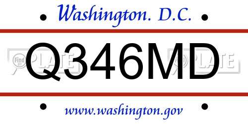 Q346MD District Of Columbia License Plate