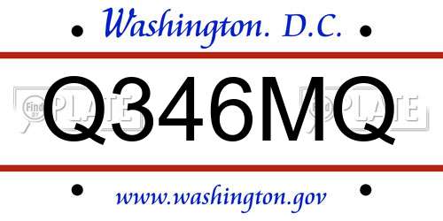 Q346MQ District Of Columbia License Plate