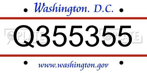 Q355355 District Of Columbia License Plate