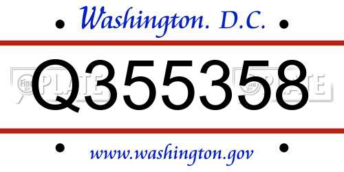 Q355358 District Of Columbia License Plate