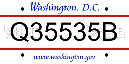 Q35535B District Of Columbia License Plate
