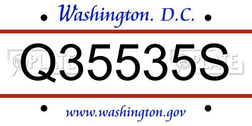 Q35535S District Of Columbia License Plate