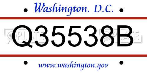 Q35538B District Of Columbia License Plate