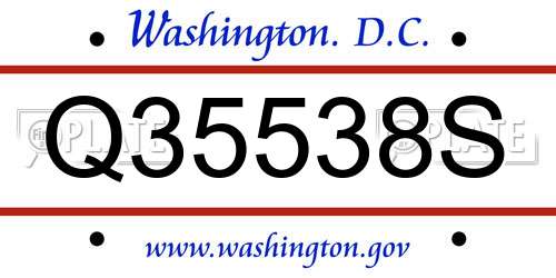Q35538S District Of Columbia License Plate
