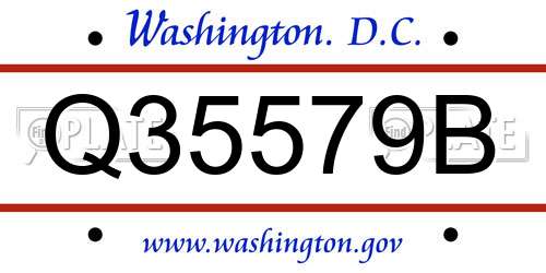 Q35579B District Of Columbia License Plate