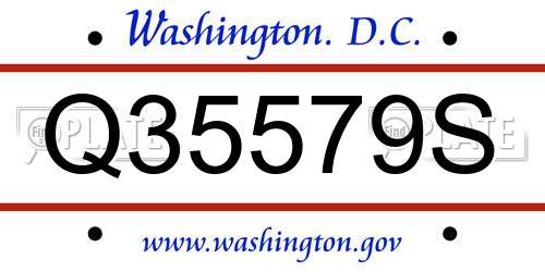 Q35579S District Of Columbia License Plate