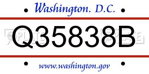 Q35838B District Of Columbia License Plate