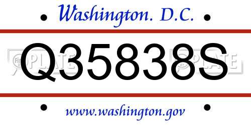 Q35838S District Of Columbia License Plate