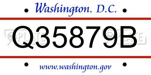 Q35879B District Of Columbia License Plate