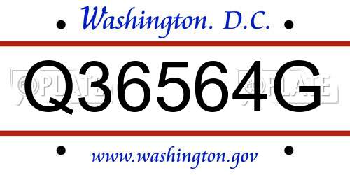 Q36564G District Of Columbia License Plate