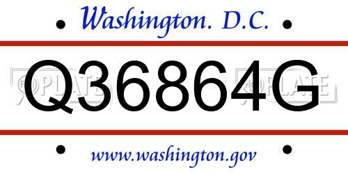 Q36864G District Of Columbia License Plate