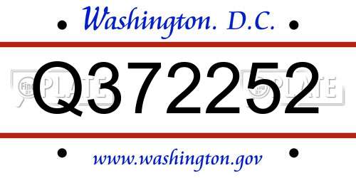 Q372252 District Of Columbia License Plate