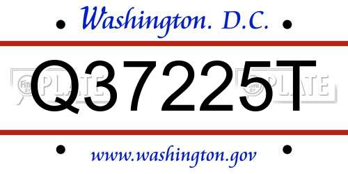 Q37225T District Of Columbia License Plate