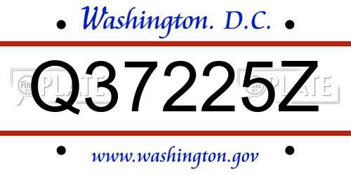 Q37225Z District Of Columbia License Plate