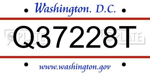 Q37228T District Of Columbia License Plate