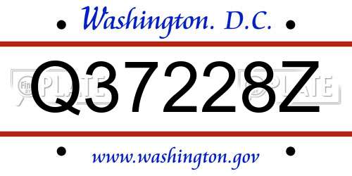 Q37228Z District Of Columbia License Plate