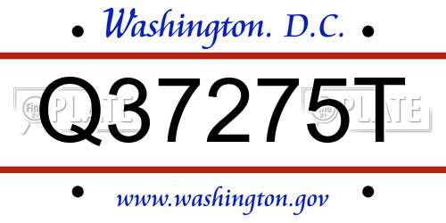 Q37275T District Of Columbia License Plate