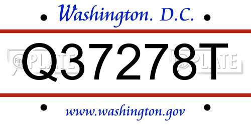Q37278T District Of Columbia License Plate