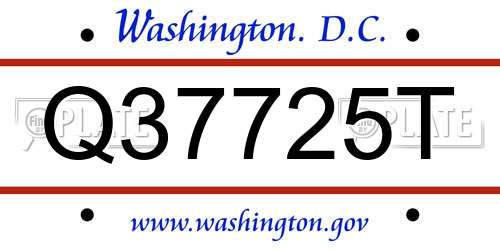 Q37725T District Of Columbia License Plate