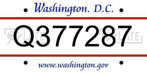 Q377287 District Of Columbia License Plate