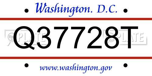 Q37728T District Of Columbia License Plate