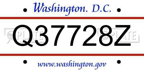 Q37728Z District Of Columbia License Plate