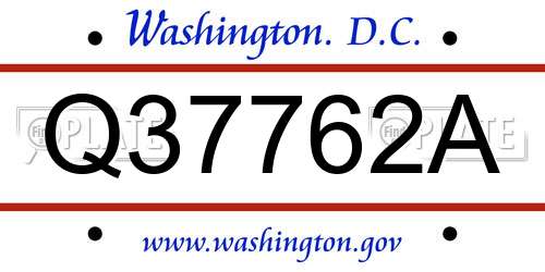 Q37762A District Of Columbia License Plate
