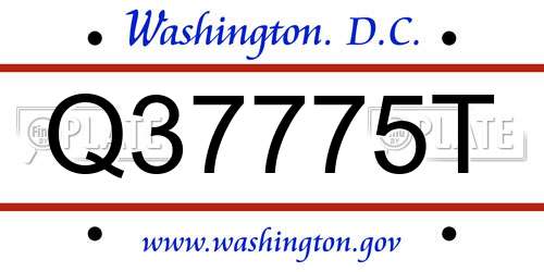 Q37775T District Of Columbia License Plate