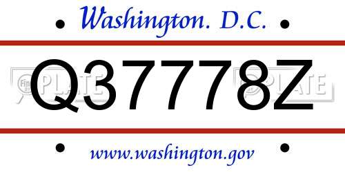 Q37778Z District Of Columbia License Plate