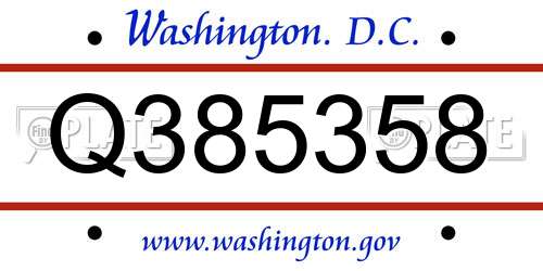 Q385358 District Of Columbia License Plate