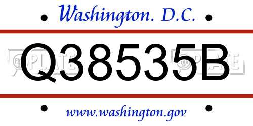 Q38535B District Of Columbia License Plate