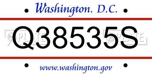 Q38535S District Of Columbia License Plate