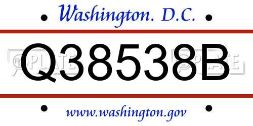 Q38538B District Of Columbia License Plate