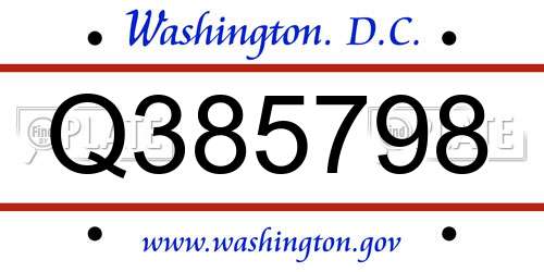 Q385798 District Of Columbia License Plate
