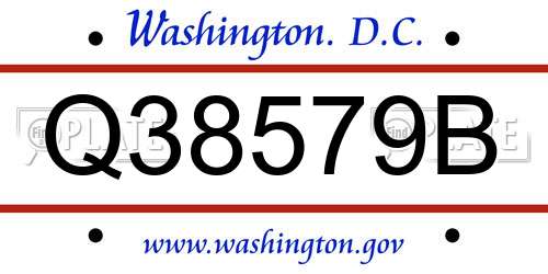 Q38579B District Of Columbia License Plate