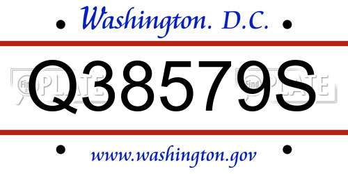 Q38579S District Of Columbia License Plate