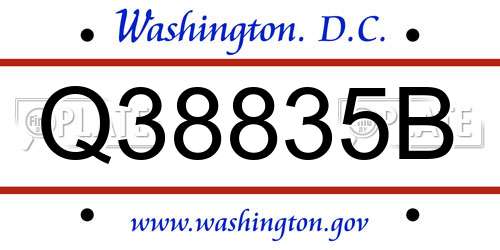 Q38835B District Of Columbia License Plate