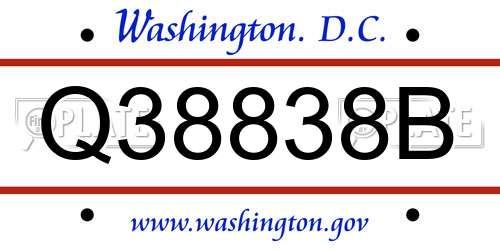 Q38838B District Of Columbia License Plate