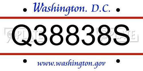 Q38838S District Of Columbia License Plate