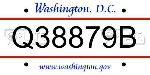 Q38879B District Of Columbia License Plate