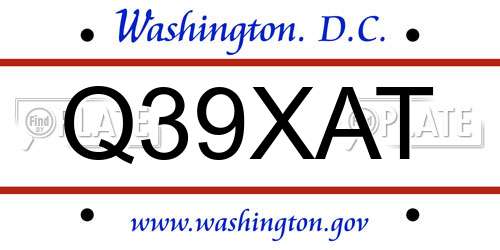 Q39XAT District Of Columbia License Plate