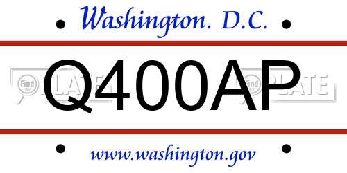 Q400AP District Of Columbia License Plate