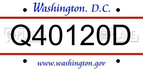 Q40120D District Of Columbia License Plate